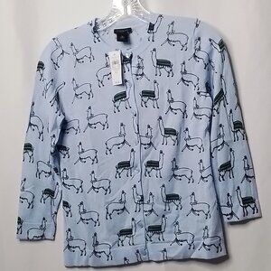 NWT ANN TAYLOR FACTORY LLAMA PATTERN 3/4 SLEEVE CARDIGAN SIZE XS